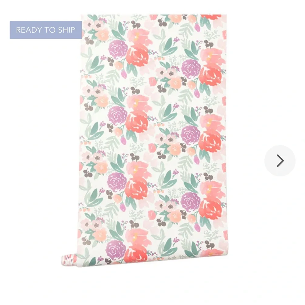 Catlin Wilson Blooms Petite in White Wallpaper